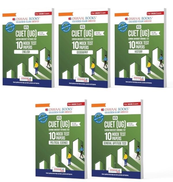 Oswaal NTA CUET (UG) Mock Test Papers | English, Geography, History, Political Science & General Aptitude Test (Set of 5 Books) | For 2026 Exam | Includes 2025 Paper- fully solved | With Oswaal AI