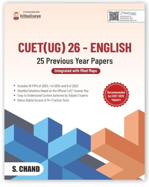 CUET UG English 25 PYP Book 2026 for Entrance Exam Prep | Integrated with Mind Maps | Previous Year Question Paper PYQ | Grammar, Best PYQ Solution, Answer...