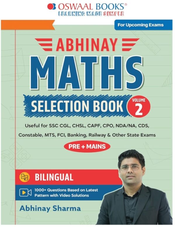 Abhinay Maths Selection Book – Vol. 2 Bilingual Workbook for SSC CGL, CHSL, CAPF & All Govt Exams Concept Based Qs with Video Solutions | Algebra, Trigonometry, Height & Distance (For Latest Exam)